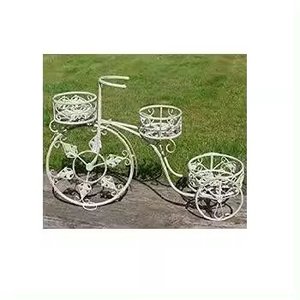 Diseño atractivo blanco Metal flor hierro jardín maceta bicicleta triciclo planta maceta flores maceta para accesorios de jardín - Product Image 1
