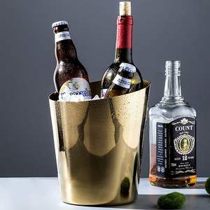 Cubo de hielo de tamaño personalizado chapado en oro, cubo de hielo de acero inoxidable, Cubo de cerveza y vino, accesorios para Bar, bodas, celebraciones de Hotel - Product Image 2