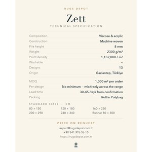 พรมวิสโคสและอะคริลิกแบบขายส่ง รุ่น ZETT ZE007 สีขาว ผลิตด้วยเครื่องจักรจากตุรกี สำหรับห้องนั่งเล่น โครงการโรงแรม - Product Image 4