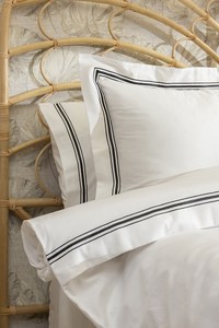 Bán Buôn Tùy Chỉnh Bông Sateen Bộ Đồ Giường Bộ Thêu Màu Đen Ba Dòng Duvet Cover Và Vỏ Gối Cho Nhà Khách Sạn Đám Cưới - Product Image 3