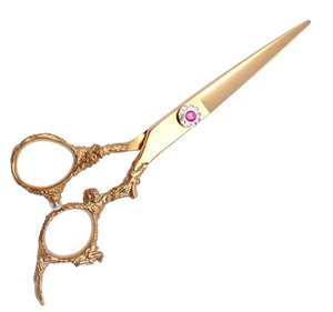 Tijeras de peluquería de acero al carbono con mango de dragón de oro rosa, tijeras de peluquero afiladas rectas, tornillo elegante - Product Image 4