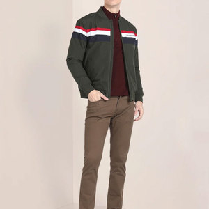 Long Sleeve Men's High Street Style Bomber <b>Jacket</b> <b>Canvas</b> Fabric Stand Collar Front Logo Multi Color Waterproof & Breathable - Product Image 2