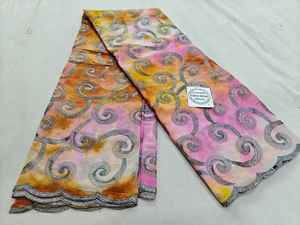 Tissu voile en coton peigné de haute qualité, respirant, broderie traditionnelle multicolore, thoub pour femmes, lafaya, thoub soudanais - Product Image 4