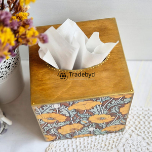 Boîte à mouchoirs et support de luxe écologiques en bois imprimé émail élégant Tradebyd pour la décoration intérieure - Product Image 4