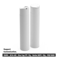 Impression de logo personnalisé, flacon de lotion en HDPE blanc de 300 ml (10 oz) anti-fuite avec bouchon à clapet, vente en gros