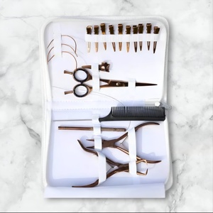 Alicates para extensiones de cabello chapados en oro rosa, kit de herramientas de microeslabones con tijera para cortar el cabello, herramientas de separación rápida y aguja de bucle - Product Image 2