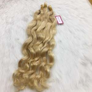 Beaux cheveux en vrac naturel ondulé blond clair couleur #613 extensions de cheveux humains bruts livraison directe - Product Image 4