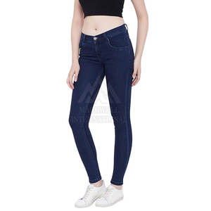 Jeans personnalisés de haute qualité pour femmes pour l'été nouveau Design couleur unie respirant et confortable tissu en coton devant plat - Product Image 2