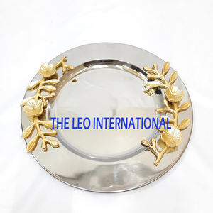 Matériau en marbre avec poignée en aluminium forme de rectangle fini doré créatif sous les plats et les assiettes émaillés plateau de service maison - Product Image 4