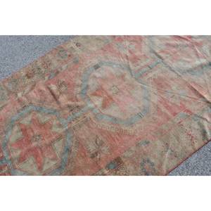 Alfombra turca Vintage de 4 pies, 7 pulgadas x 11 pies y 8 pulgadas, diseño de retales rojo y azul, tejido plano, respaldo de látex de lana para decoraciones de sala de estar - Product Image 5