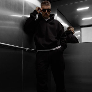 Custom <b>Sweat</b> Suit <b>Set</b> Heavyweight 100% Cotton Fabric High Quality Blank Hoodie and Jogger Tracksuit OEM Unisex Factory Supply - Product Image 6