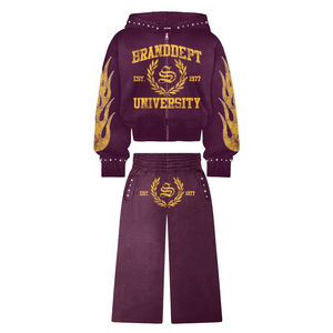 Conjunto Deportivo Personalizable con el Nombre de tu Marca, Unisex, con Cremallera Completa, Pantalones Anchos, Estilo Casual Premium, 100% Algodón, Ropa Urbana - Product Image 6