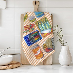 Torchon en lin 100% coton à séchage rapide personnalisé paquet de logo imprimé personnalisé caractéristiques durables bande de ventre de cuisine - Product Image 1