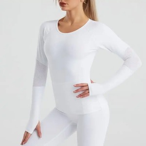 Chemises de Compression thermique à col rond, couture personnalisée, couche de Base de Yoga, trou de pouce, chemises thermiques à manches longues pour femmes - Product Image 5