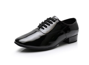 Zapatos de baile de jazz negros de PU profesionales para hombre con suela enrollable TPR de tacón bajo para Tango/Salsa/Latin tamaño personalizable - Product Image 2