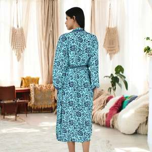 Women's Flowy <b>Blue</b> Floral Chiffon Sari One Size Kimono <b>Cami</b> Set for Spring/Summer - Product Image 3
