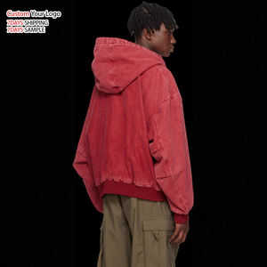 Sudaderas con capucha personalizadas con estampado y bordado, estilo streetwear de invierno, lavado ácido, 100% algodón, efecto desgastado por el sol, con cremallera, de peso pesado, vintage, corte holgado para hombre - Product Image 4