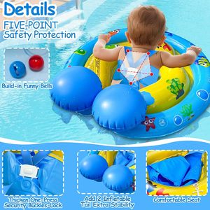Flotador de Piscina de PVC para Niños, con Toldo Extraíble, Protección Solar UPF50, Asiento Ajustable, Anillo de Natación Doble - Product Image 3