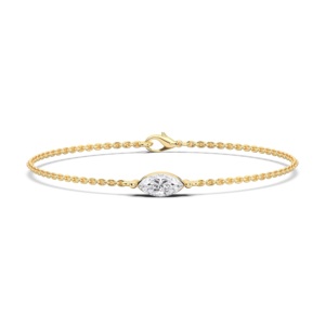 Pulsera solitaria de diamantes de marquesa de 0,50 quilates, cadena de platino de 7 pulgadas para ella - Product Image 3
