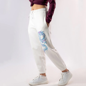 Pantalons de survêtement en molleton chaud personnalisés de haute qualité pour femmes, poches latérales, pantalon de survêtement d'hiver, devant plat, respirant, écologique, cordon de serrage - Product Image 2