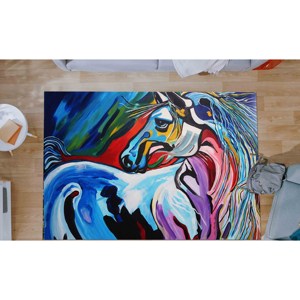 Alfombra Abstracta con Diseño de Caballo: Alfombra Decorativa con Animales Coloridos, Fácil de Limpiar, Alfombra Suave No Tejida - Product Image 3