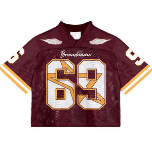 Maillot de football unisexe en maille surdimensionnée de style vintage américain pour hommes de style streetwear OEM - Product Image 4