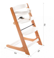Chaise haute réglable en bois de hêtre pour bébé avec plateau amovible, chaise d'alimentation convertible en bois pour bébés et tout-petits