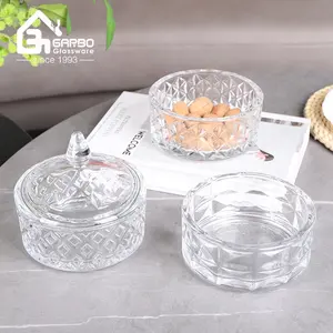 Pote de vidro cristalino para doces, utensílio de cozinha para armazenar alimentos, pote de vidro com tampa, pote de vidro com desenho gravado