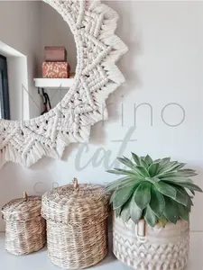Tenture murale en macramé écologique de Bohème moderne, tapisserie décorative en miroir pour la décoration murale d'anniversaire - Product Image 2