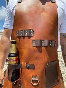 Delantal de taller de restaurantes de trabajo de cuero de calidad premium personalizado con bolsillos de cuero delantal de cocina Barbero barbacoa - Product Image 2