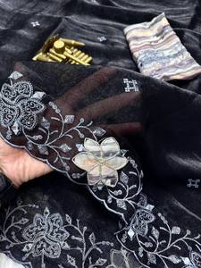 Trending New Designer Saree Collection Sequence Embroidery Cut Work On Fendy <b>Organza</b> <b>Silk</b> Fabric For Indian Women Festival Wear - Product Image 3