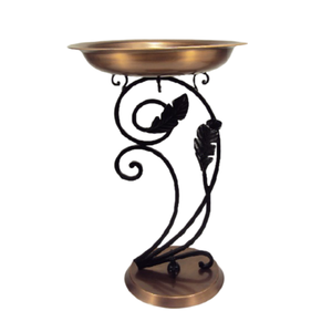 Bain d'oiseaux en métal brun fini en mosaïque Fabriqué à la main Design unique Look moderne pour le balcon de jardin Utilisation extérieure décorative - Product Image 6