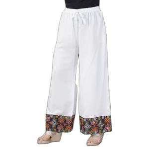 Pantalón Palazzo bordado hecho a mano indio de tendencia para mujer Color turquesa pantalón de pierna ancha de verano disponibilidad al por mayor - Product Image 3