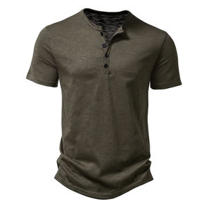 Camiseta de manga corta informal de verano con cuello redondo para hombre, 100% algodón, color sólido, de alta calidad, de secado rápido, para adultos. - Product Image 3