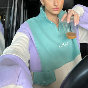 Survêtement pour femmes de haute qualité, logo OEM personnalisé, sweat-shirt ample pour femmes, sweat-shirt à blocs de couleur, sweat-shirt à capuche pour femmes - Product Image 4