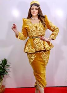 2025 Traditional Algerian Clothing Collection Beautiful Embellished Crystal Beads Glass Stone Dabka Work <b>Jacket</b> & Kararou Dress - Product Image 2