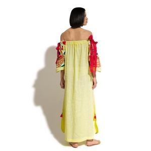 ชุดเดรสยาวลำลองแบบสบายๆ แต่งระบาย แขนพอง ผ้าฝ้าย แขนทรงบอลลูน ผ้าลินิน คอทรงโอ สำหรับเด็กผู้หญิง - Product Image 3