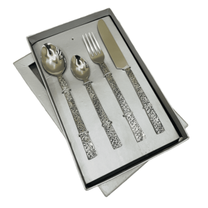 Juego de cubiertos de uso diario, vajilla de acero inoxidable con espejo, cubiertos duraderos, juego de cuchara y cuchillo texturizados - Product Image 1