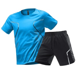 สบายกางเกงขาสั้นฟุตบอลผู้ชายชุดใหม่แห้งเร็วBreathable GYMเสื้อผ้าบาสเกตบอลเสื้อแขนสั้นกางเกงขาสั้นชุด - Product Image 1