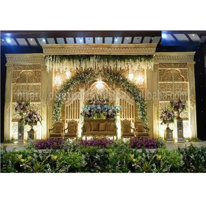 เวทีงานแต่งงานกลางแจ้งแบบดั้งเดิมที่ใหญ่ที่สุดสำหรับงานแต่งงานแบบอินเดีย ติดตั้งง่าย ตกแต่งด้วยหลังคาสีทองสุดฮิต ดีเอสที เอ็กซ์พอร์ต - Product Image 1