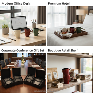 Tazze da Caffè in Ceramica Stoneware 12oz con Logo Personalizzato, Smalto Bicolore, Tazza da Tè in Porcellana con Bordo Dorato per Casa e Ufficio - Product Image 5