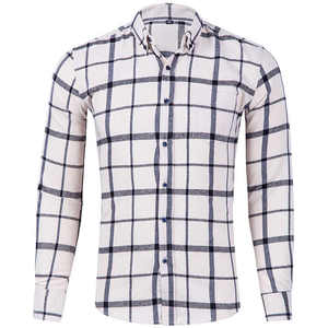 Camisas de franela de manga larga con bolsillo y logotipo a cuadros de gran tamaño informales personalizadas para hombre, estilo de negocios, de talla grande, manga corta - Product Image 4