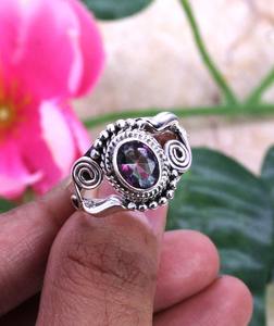 Spinner de Plata de Ley 925, anillo de promesa de topacio místico, anillo Natural de Plata de Ley 925, joyería estampada, anillo hecho a mano con piedras preciosas - Product Image 3