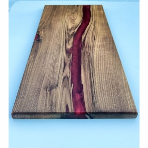 Luxury Deep <b>Red</b> Epoxy Resin Wood Cutting <b>Board</b> <b>Food</b> Grade Custom Walnut Wood Cheese <b>Board</b> Housewarming Gift Set Cutting <b>Board</b> - Product Image 1
