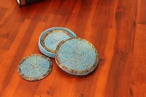 Handmade Beaded <b>Coasters</b>-Classic <b>Drink</b> <b>Coasters</b> with Polyester Backing (4x4 Inch) for Church and Religious Gifts - Product Image 4