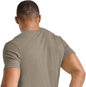 Camisetas de punto de algodón 100% personalizadas con logotipo OEM, peso pesado, transpirable, 200 GSM, patrón sólido, recortado de gran tamaño, cuadrado, de talla grande para hombres - Product Image 2
