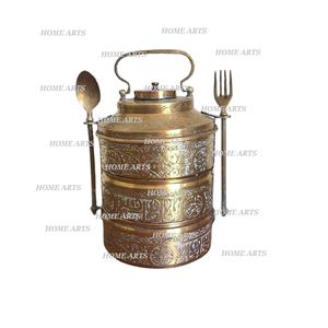 Boîte à lunch classique à 3 étages, couleur or laiton, boîte à bento ronde, taille personnalisée, boîte à lunch - Product Image 2