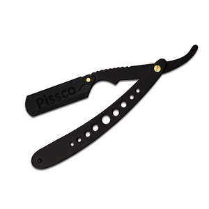 <b>Top</b> Quality Barber Razors Black Color Coated Straight Edge German Stainless Steel Shaving Razor With Leather Pouch - Product Image 6