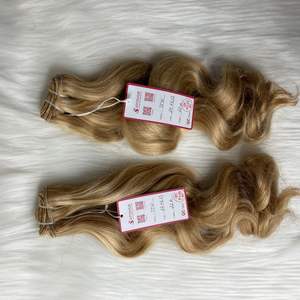 EXTENSIONS brésiliennes naturelles ondulées, DOUBLE tissage, cheveux vierges, mélange de couleurs marron, blond PIANO, cuticules alignées - Product Image 3