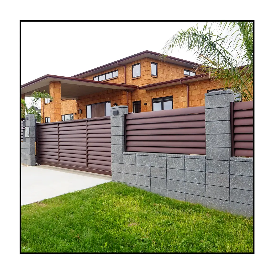 KS METAL Outdoor decorative aluminium louvered fence Horizontal louvre blades metal privacy fence panels Garden fence Outdoor